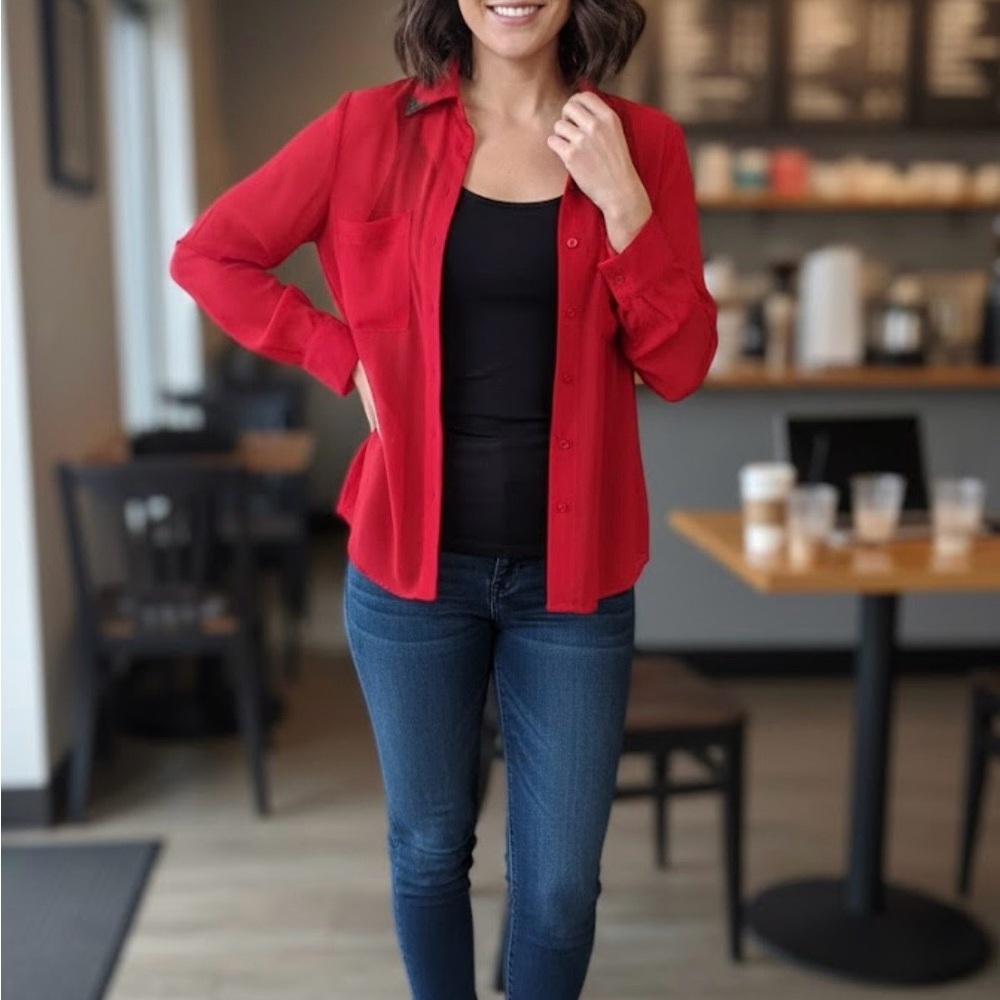 Red Sheer Blouse